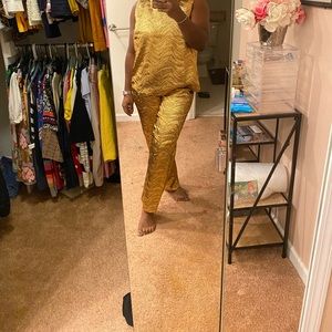 Gold and Black coordinate pant suit